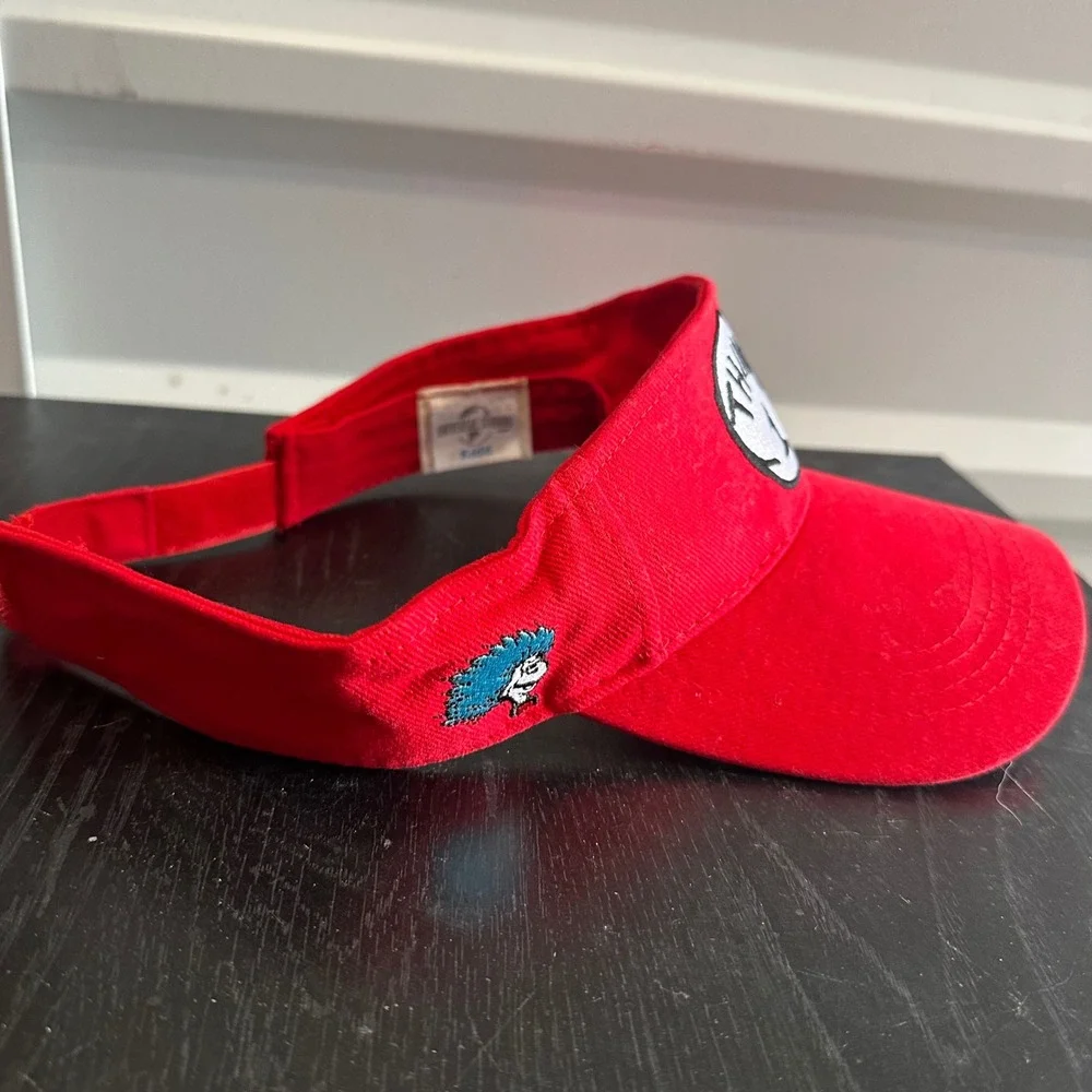 Universal Studios Thing 1 embroidered Logo Visor Hat Cap Dr. Seuss Youth ‎ Red